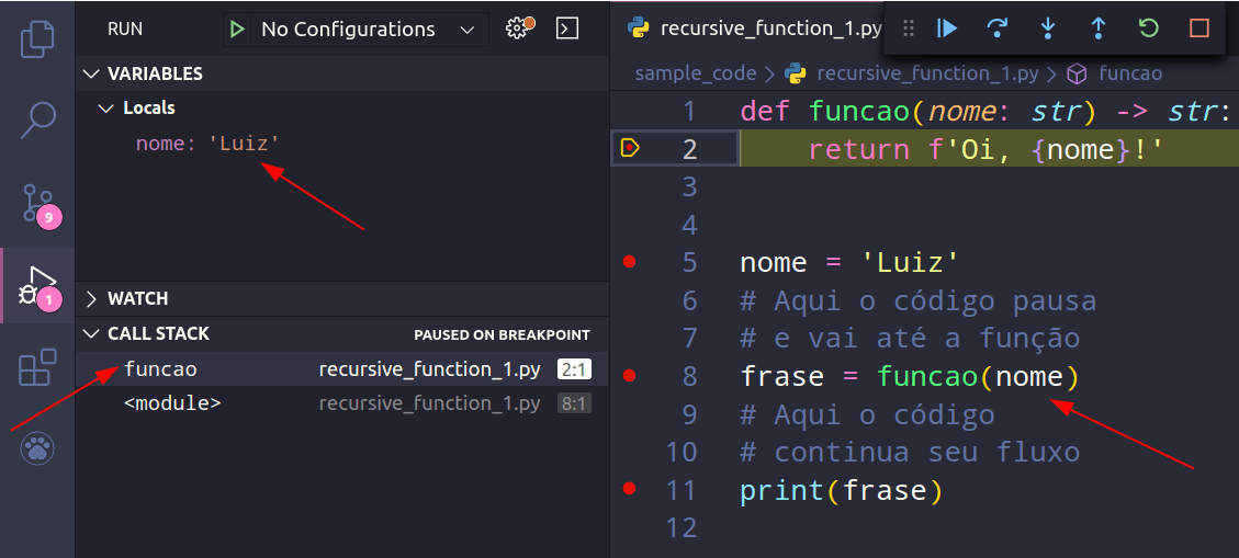 Exemplo no VS Code