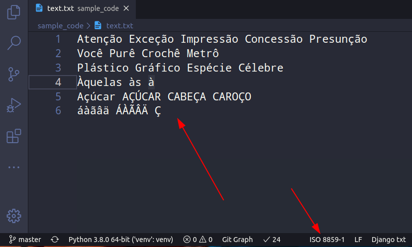 Exemplo de codificação no VS Code